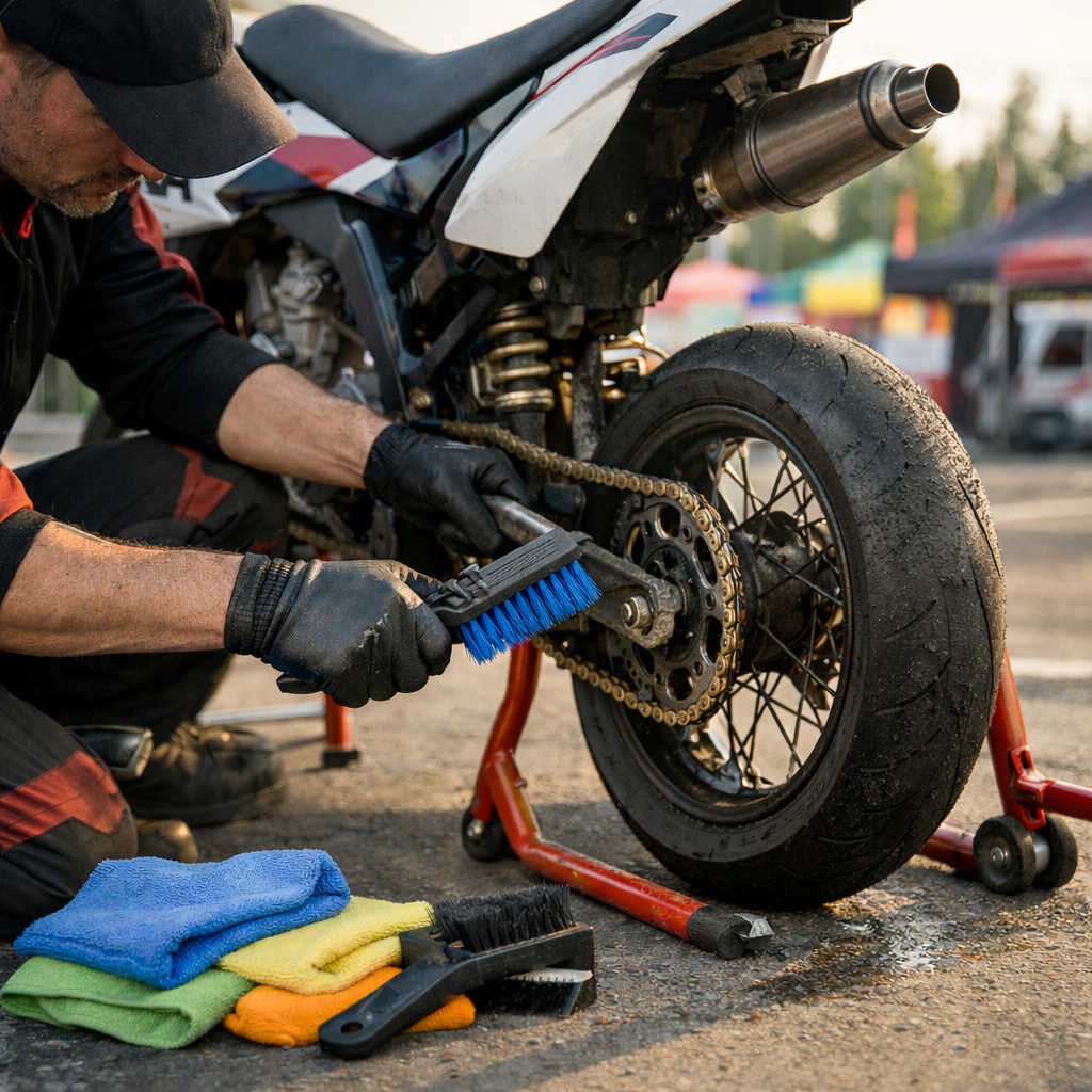 Entretien d'une moto après une journée piste