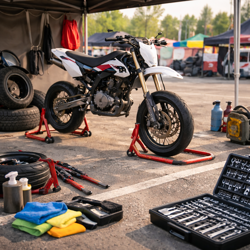 Paddock moto organisé