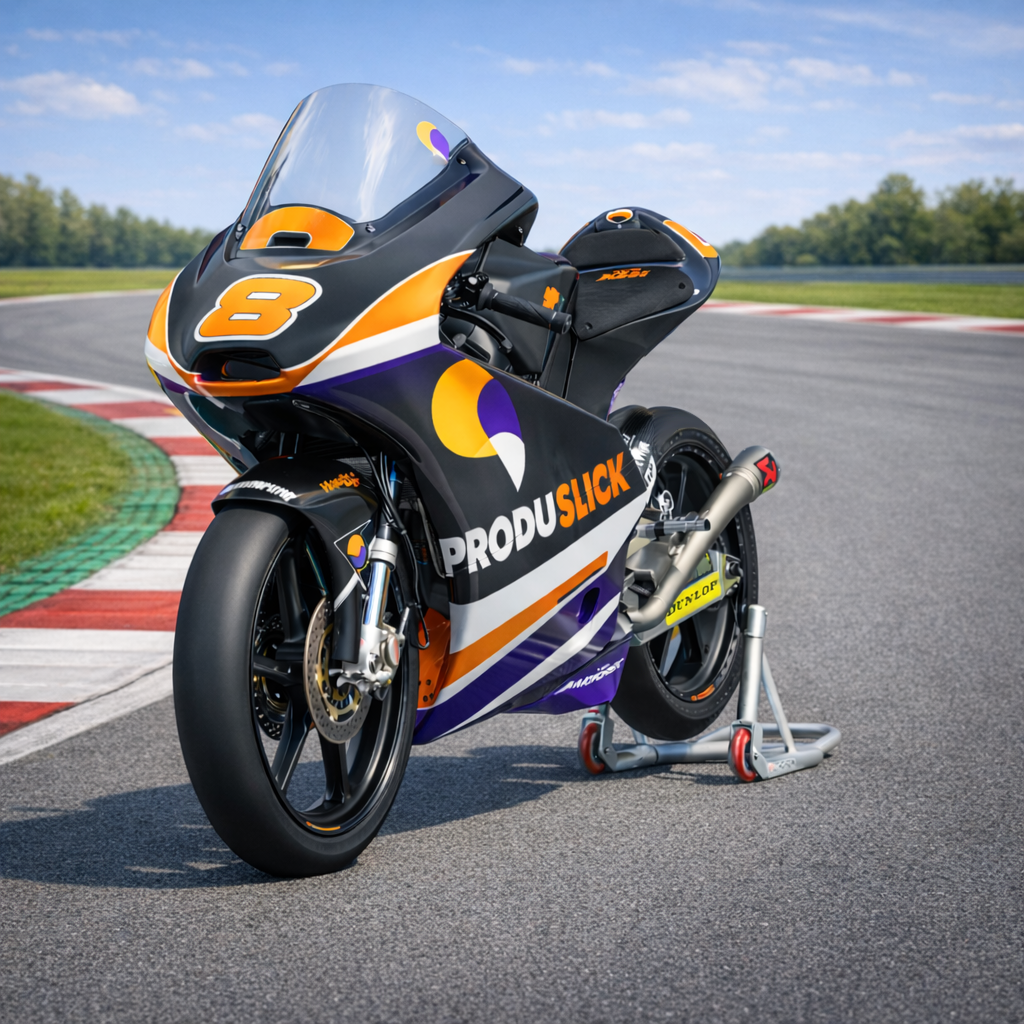 Moto course piste ensoleillée