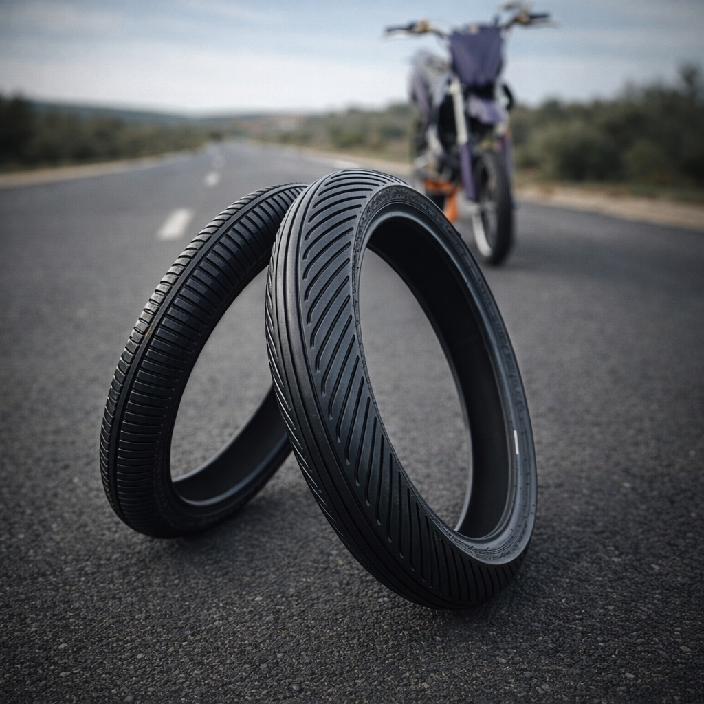 Paire de pneus pluie Dunlop KR189 et KR389 pour moto, conçus pour une excellente adhérence par temps humide.